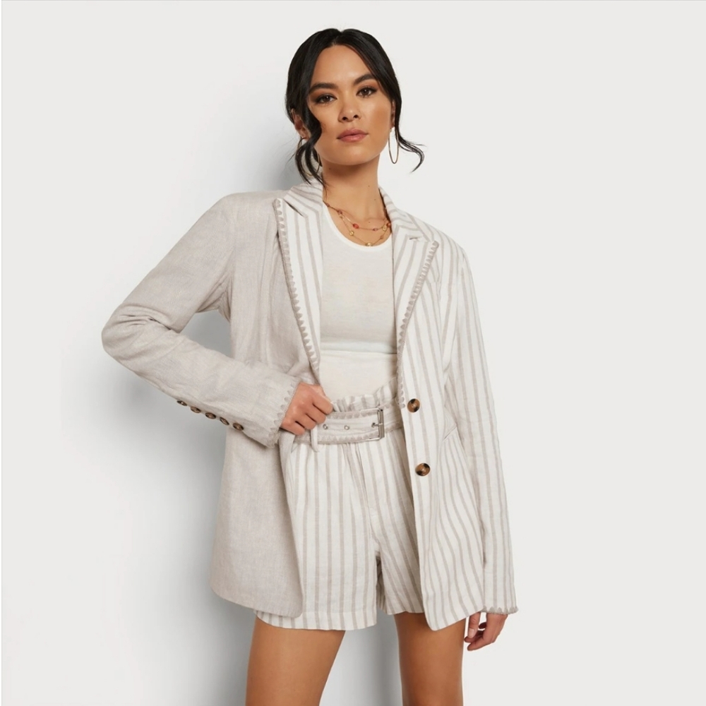 Sam Edelman Enola Blazer | Beige and White | Size Small